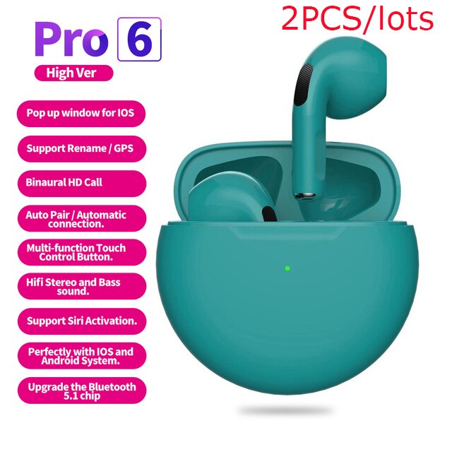 2pcs TWS Bluetooth 5.0 Earphones Charging Box Wireless Headphone 9D Stereo Sports Waterproof Earbuds Headsets With Microphone: J 2PCS
