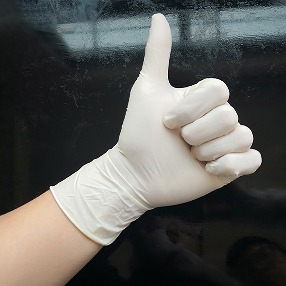 100pcs Disposable Latex Gloves White Non-Slip Acid and Alkali Laboratory Rubber Latex Gloves Household Cleaning Washing Products
