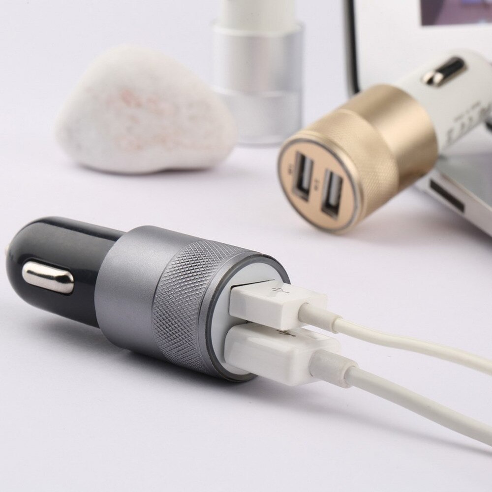 Newest 12V 24V 2.1A 1.0A Aluminium Dual USB 2-port USB Universal Car Charger Adapter for Normal USB Phone
