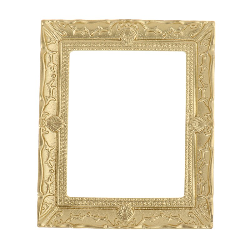 1/12 Doll House Miniature Resin Photo Frame Simulation Furniture Model Toy 7.3cmx6.0cm: Gold