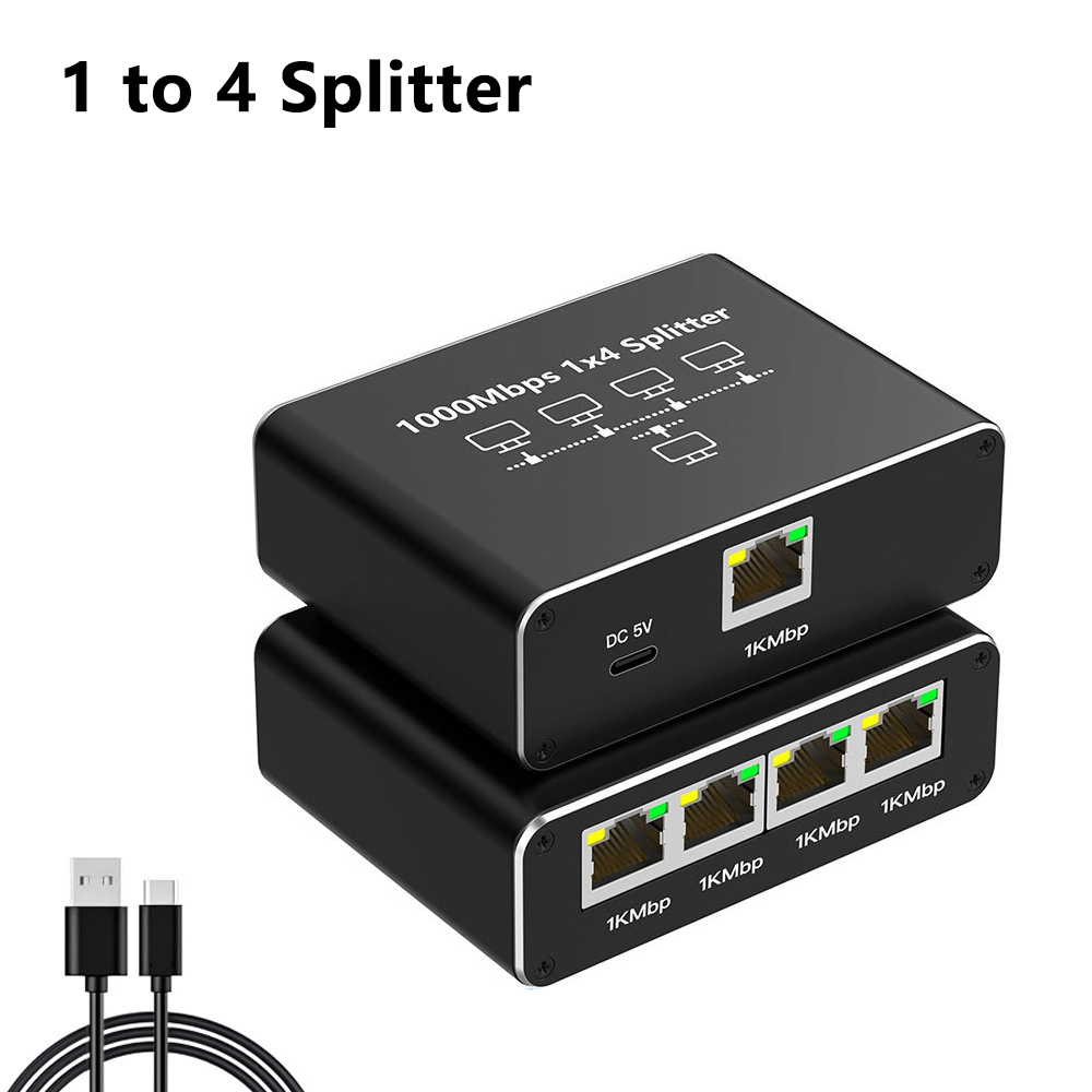 Gigabit Ethernet Splitter 1 to 2/3/4 1000Mbps Network Extension RJ45 LAN Internet Splitter for PC Laptop Router TVBox Digital TV: WHITE