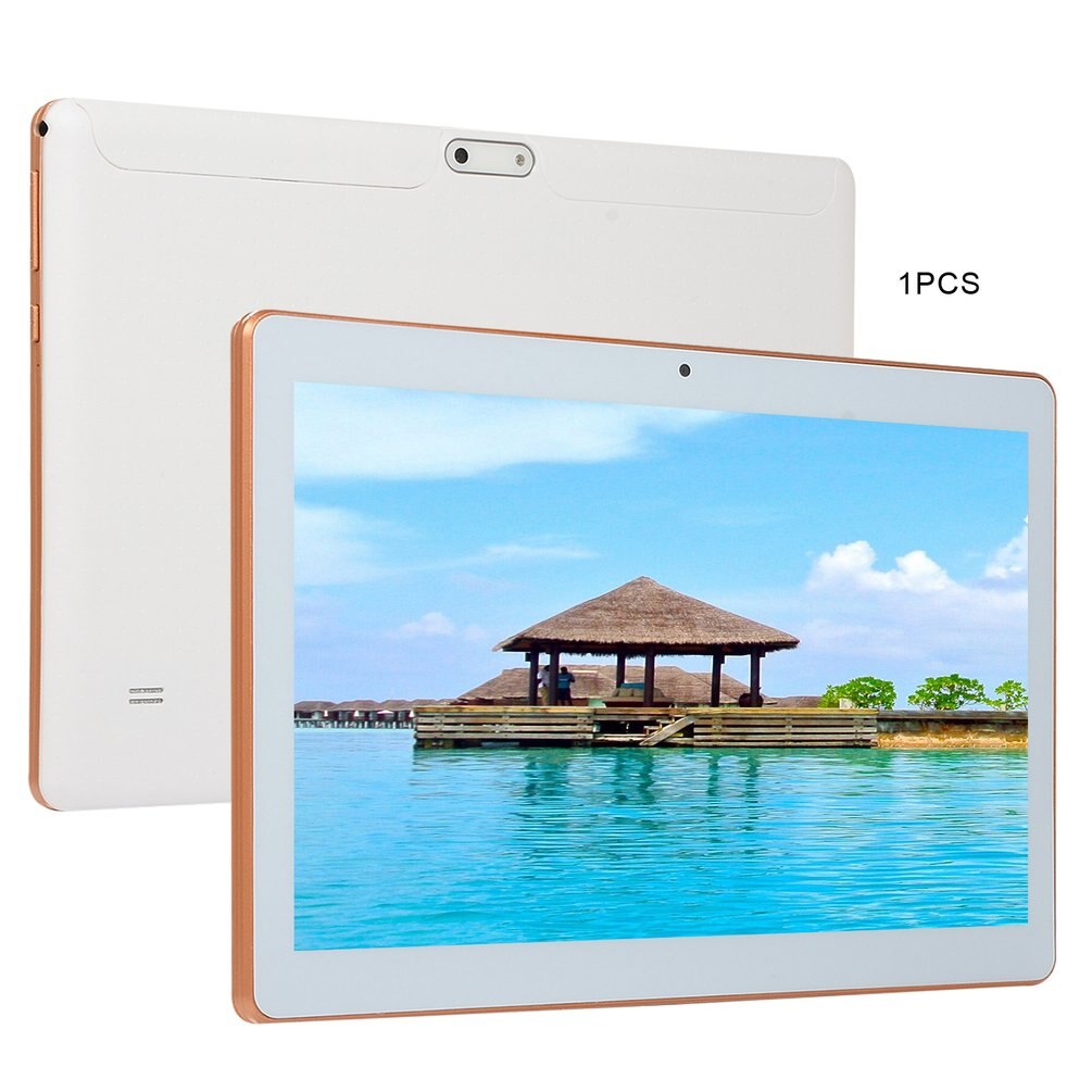 KT107 Plastic Tablet 10.1 Inch HD Large Screen Android 8.10 Version Portable Tablet 8G+64G White Tablet White EU Plug