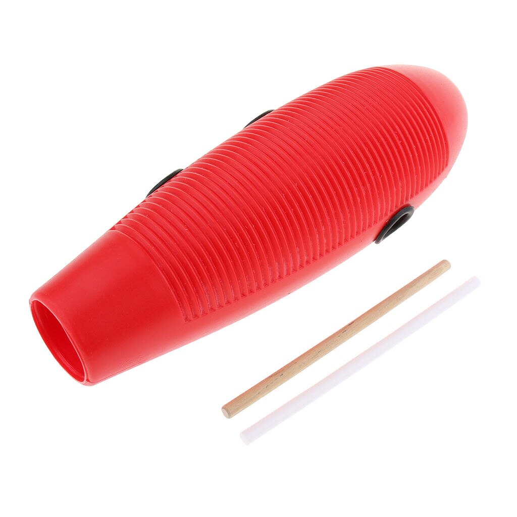 Guiro con 2 rascadores, instrumento Musical de percusión latina, Rojo