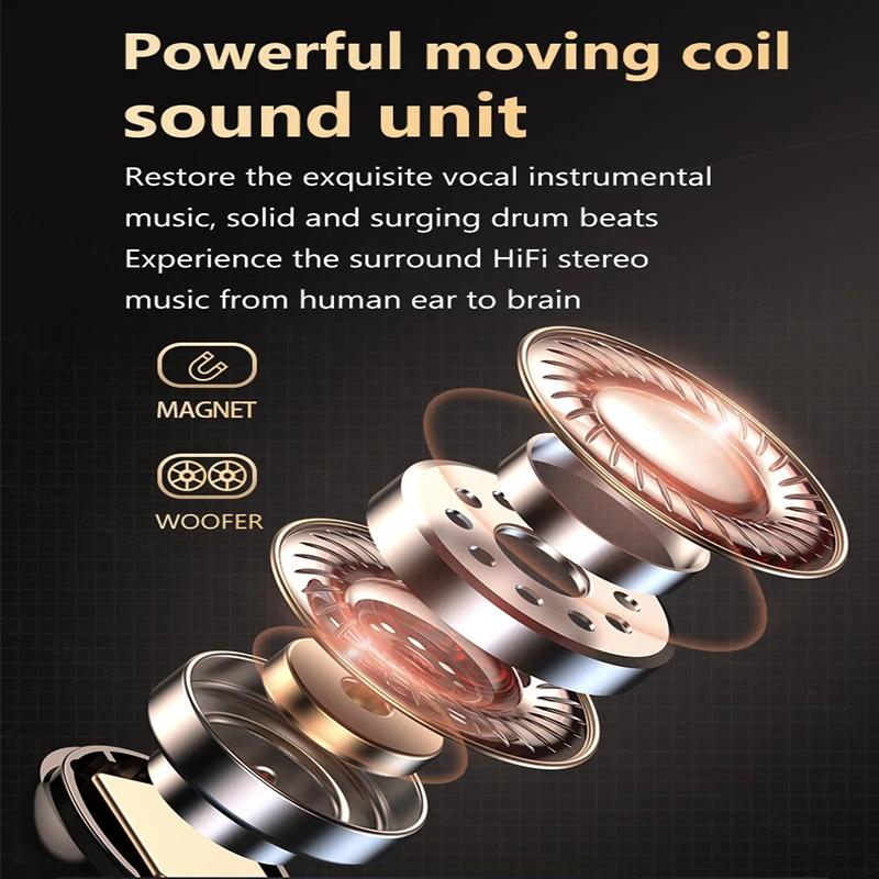 Auricolare senza fili Bluetooth M19 Auricolari Bluetooth 5.3 Cuffie impermeabili IPX5 con microfono Auricolari musicali stereo HiFi per tutti i telefoni