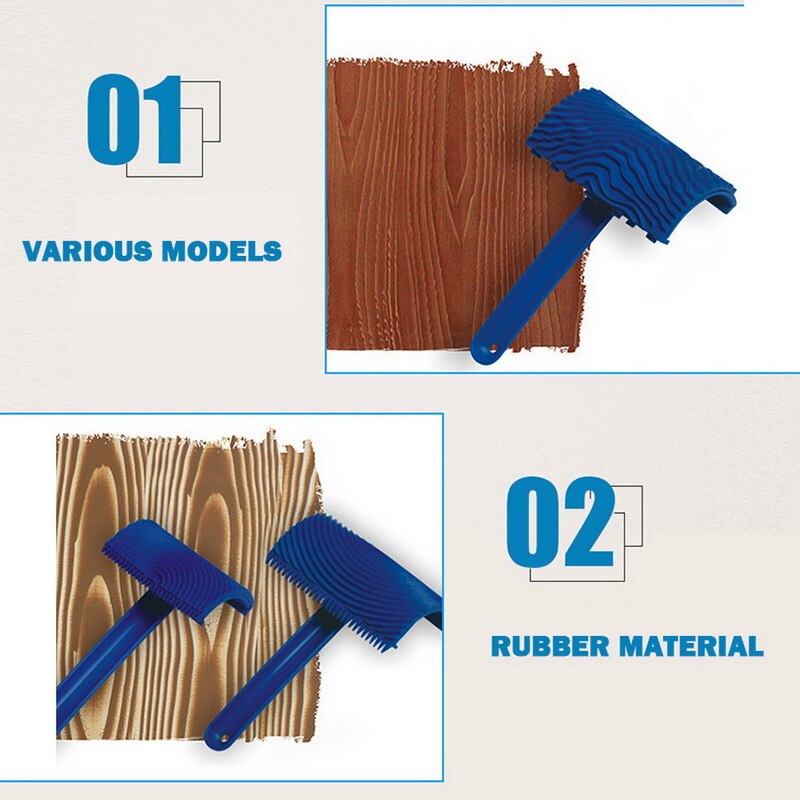 Imitation Wood Graining Pattern Wall Texture Art Brush Painting Tool Rubber Wood Grain Painting Tool Home Decoration Rubber DIY
