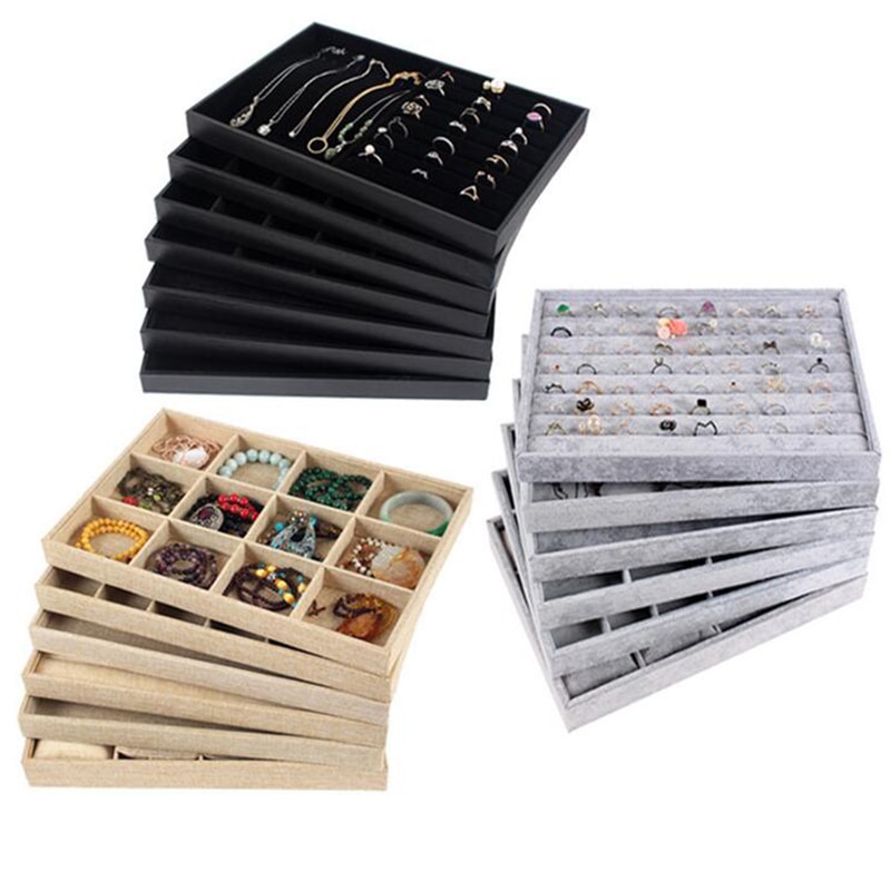 Jewelry Box Plate Jewelry Display Earring Holder Ring Watch Necklace Display Tray Stand Organizer Box Case Display Storage