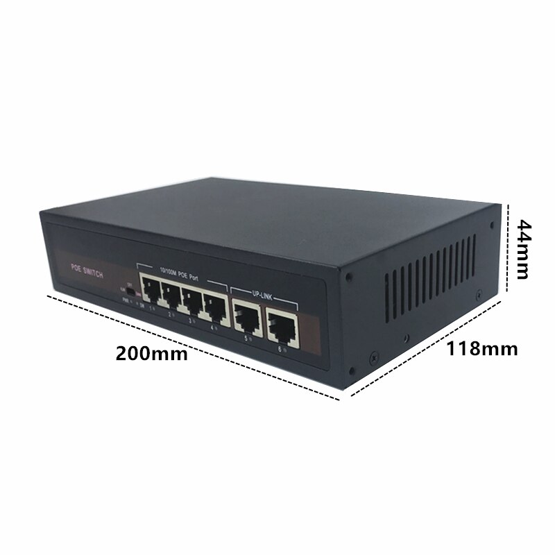 Commutateur Ethernet POE 48V avec Port 5/8/16 10/100Mbps IEEE 802.3 af/at, adapté aux caméras IP/AP sans fil/système de vidéosurveillance: 4-2 100M