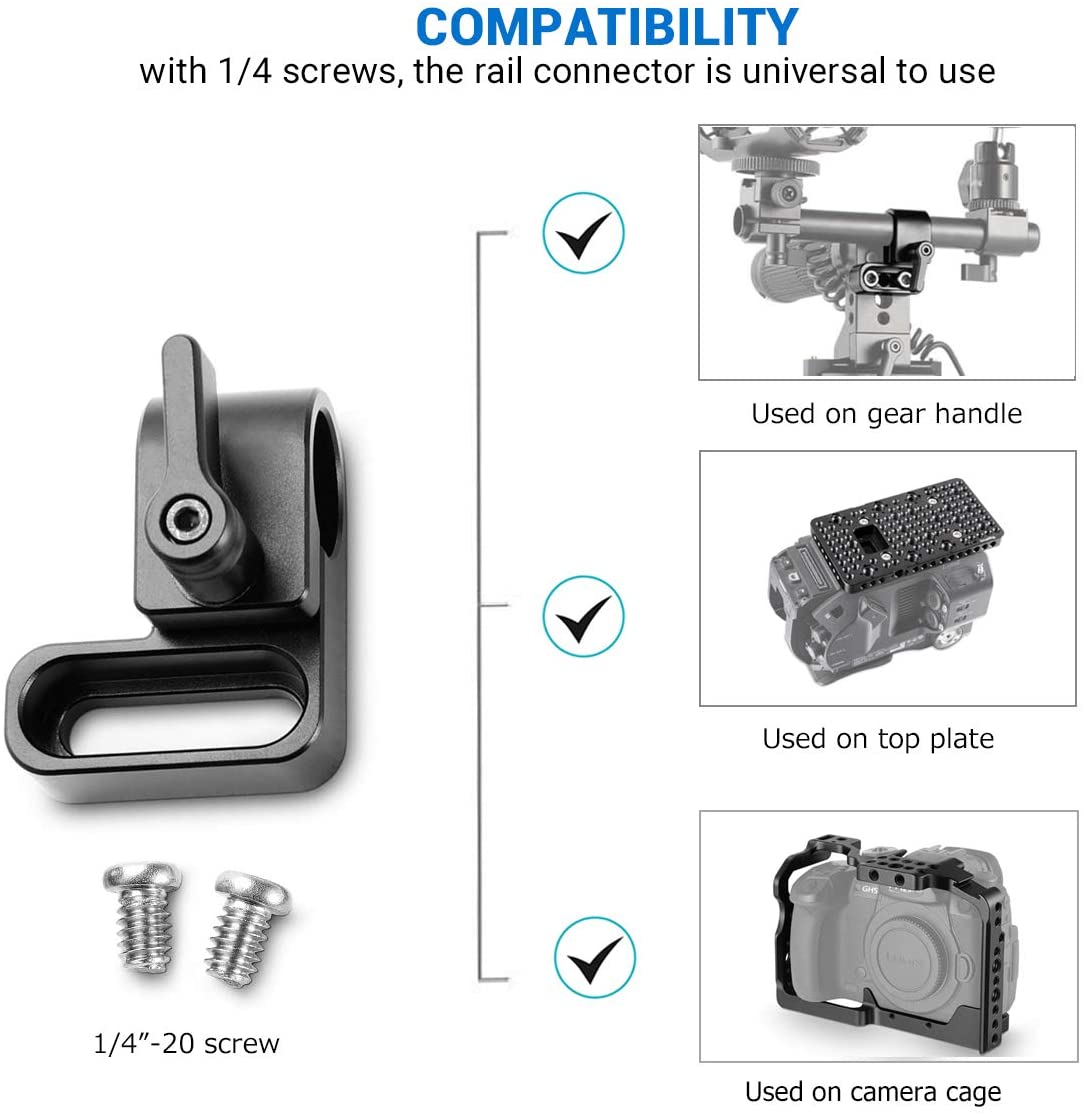 SmallRig Universial 15mm Rod Clamp with 1/4" Hole Screw Slot Camera Rig for Monitor Microphone Support 1493