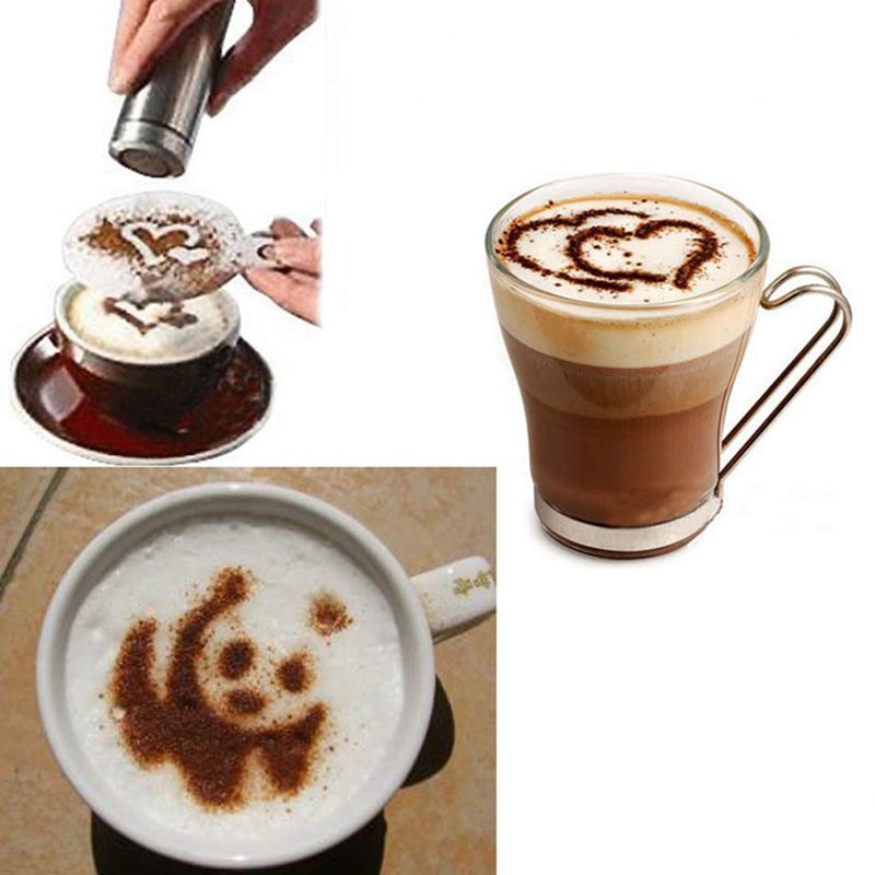 Diverse thema's 16 stuks koffiesjablonen, matte transparante koffiedecoratiesjabloon kunstsjablonen voor latte cappuccino koffie fo