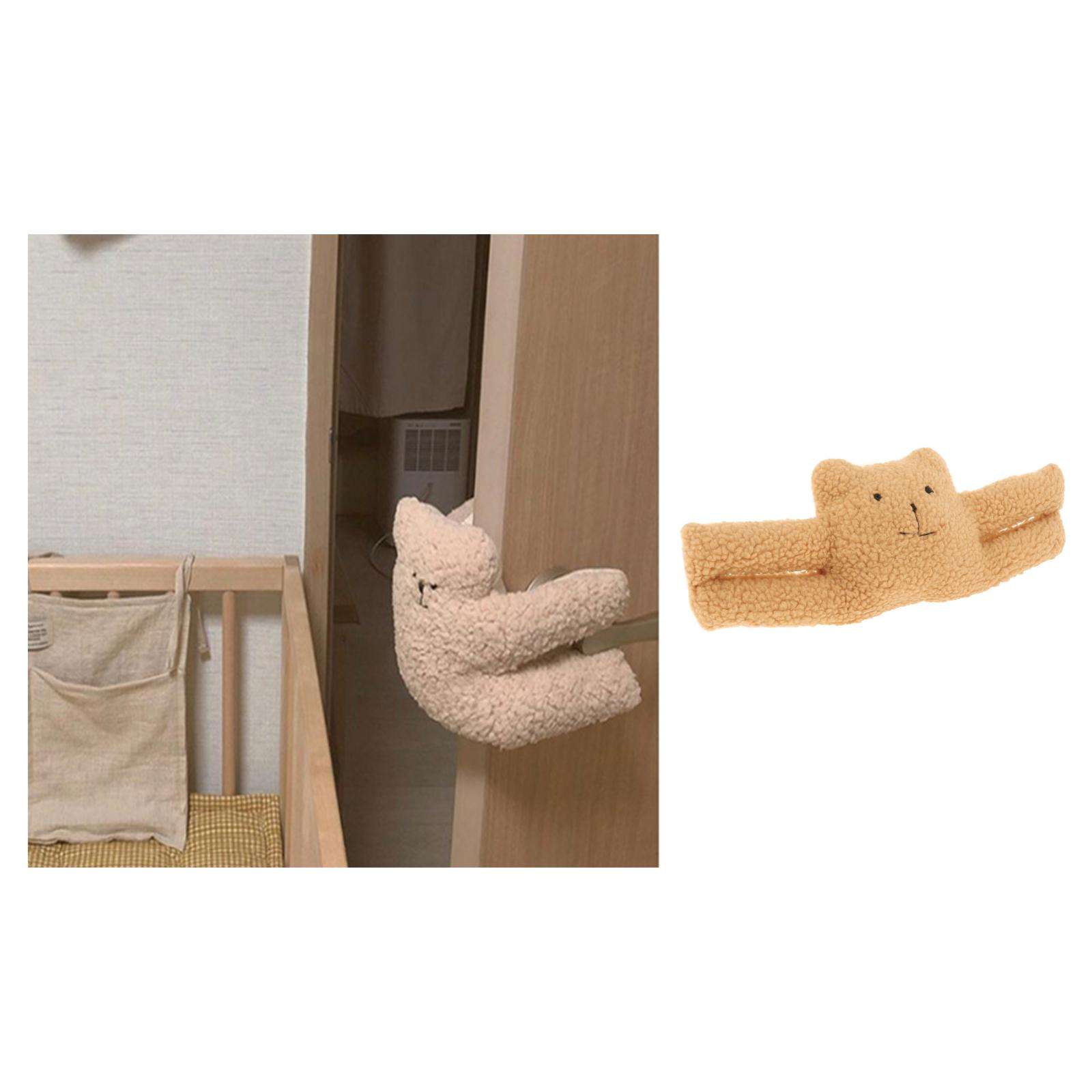 1pc Animal Door Stop Door Mounted Baby Pinch-proof Door Clip Lamb Wool Baby Doll: Brown Bear