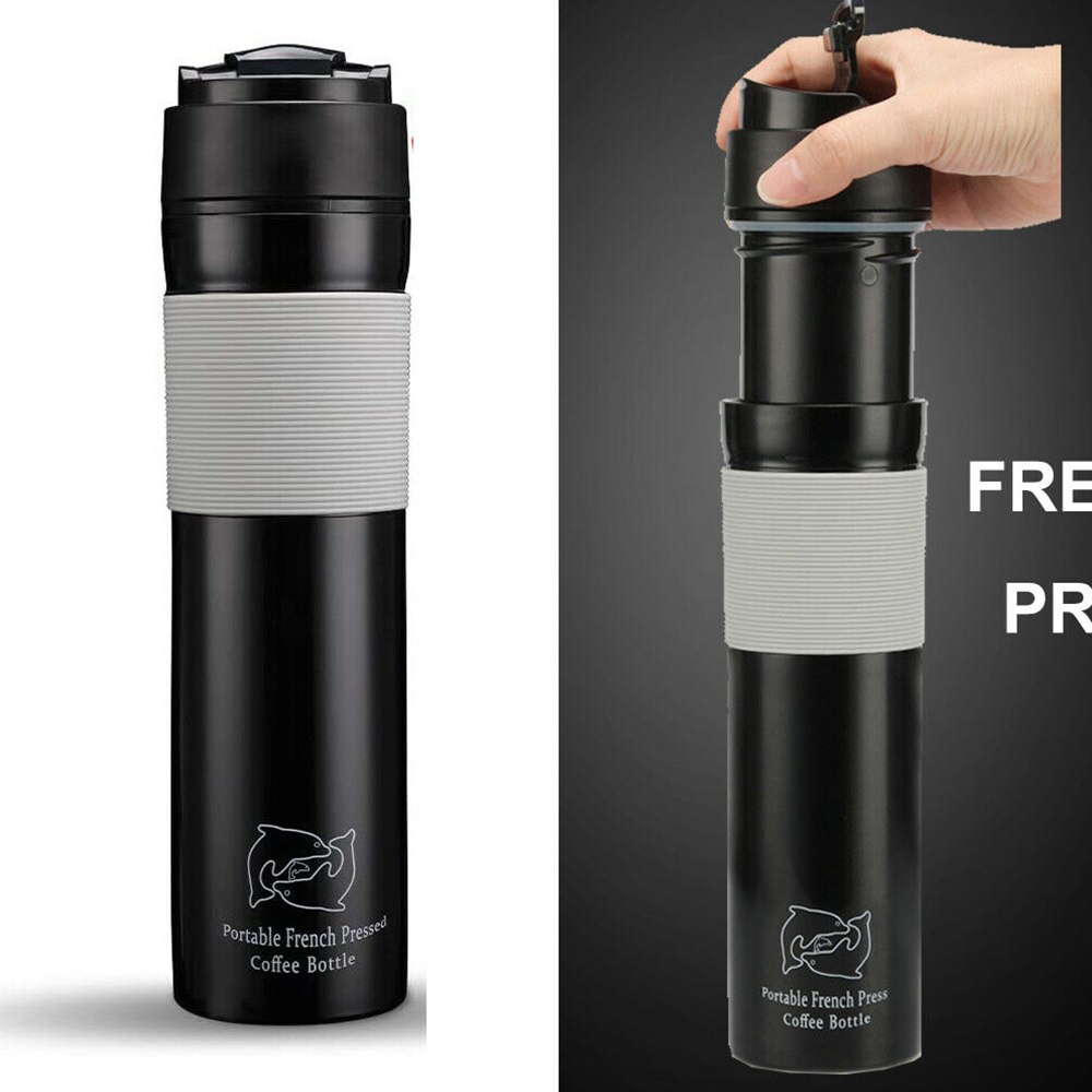 Black RVS koffiekan met houten handvat - 1.6L/54oz Thermoskan - Vacuüm geïsoleerde