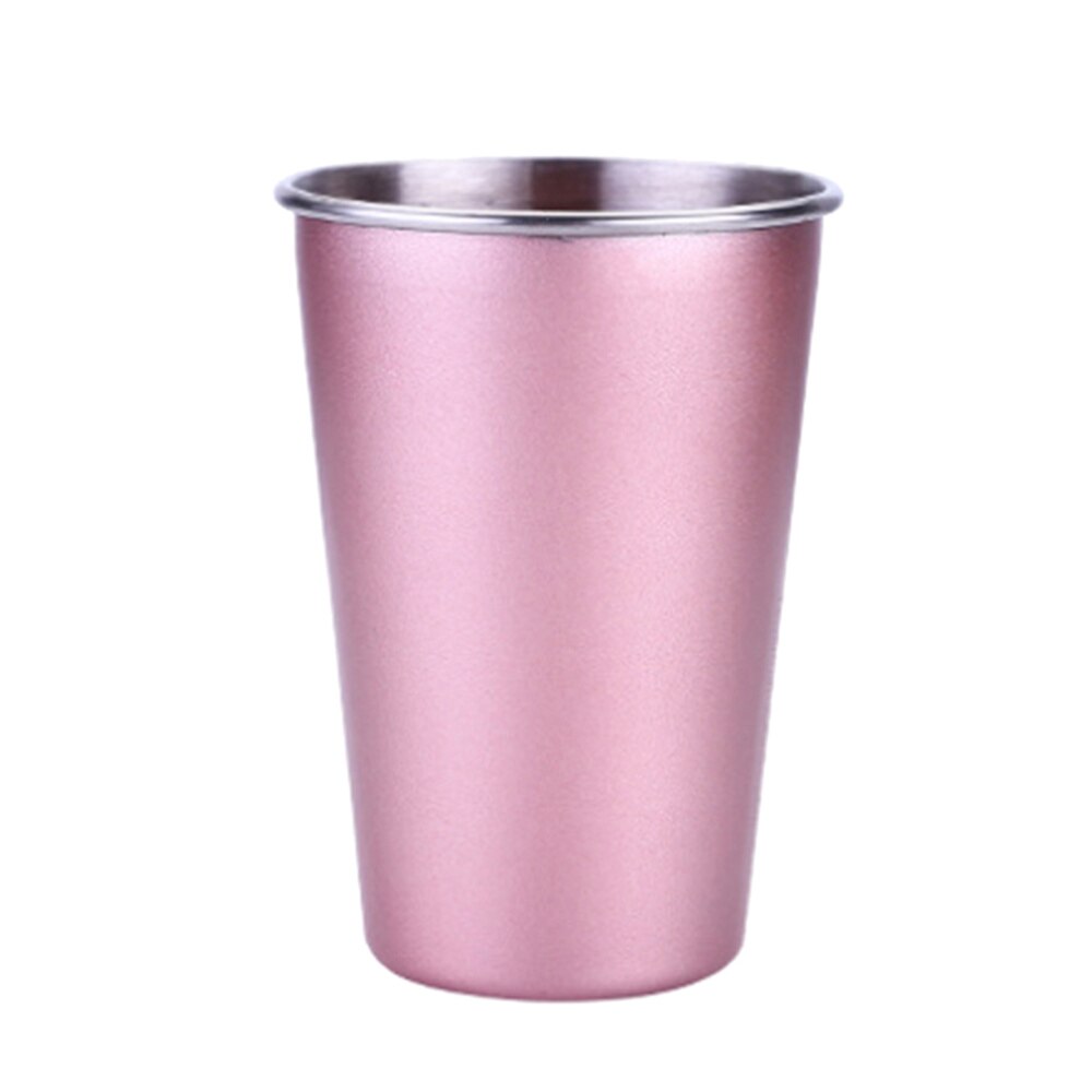 Stainless Steel Beer Cup Premium Durable Drinking Tumbler Coffee Tea Cup (Nordic Silver, Lid): Pink Silver