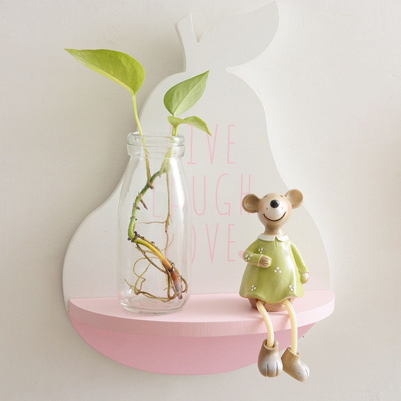 Estantería colgante de madera con forma de fruta para decoración de pared, organizador de estantería de baño para habitación de niño y bebé, accesorios de decoración