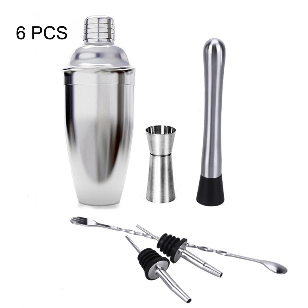 12Pcs/Set Cocktail Shaker Mixer Bartender Kit with Stylish Wooden Stand 750ML Stainless Steel Bartending Kit for Home Bar Party: 6pcs