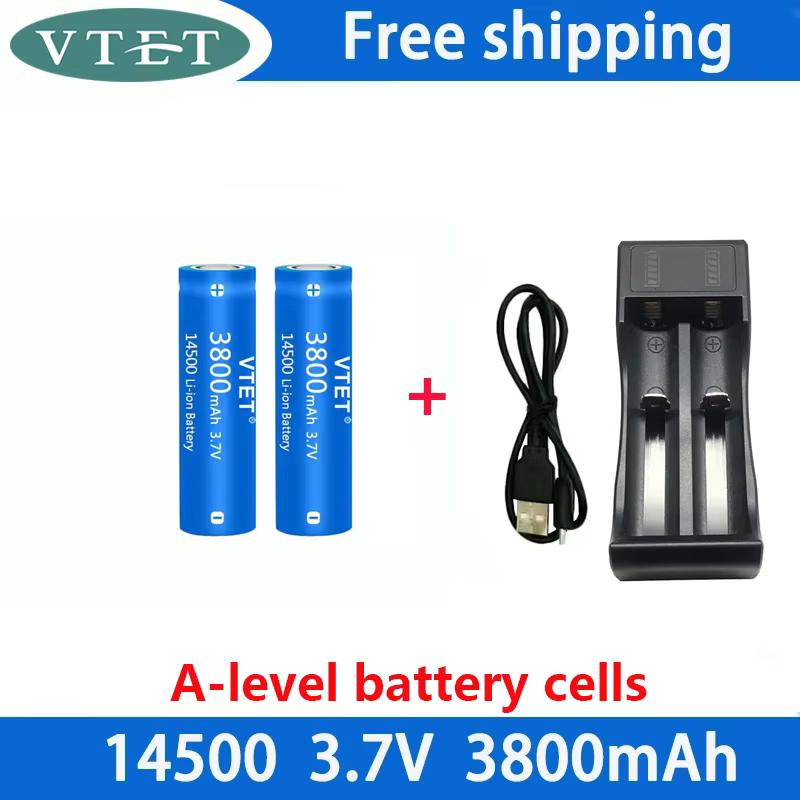 Neue 14500 3,7 V 3800 mAh Batterie Lithium-Ionen Batterie Verwendet für Elektrische Rasierer Zahnbürste Barber Akku mit Ladegerät: Dark Grau