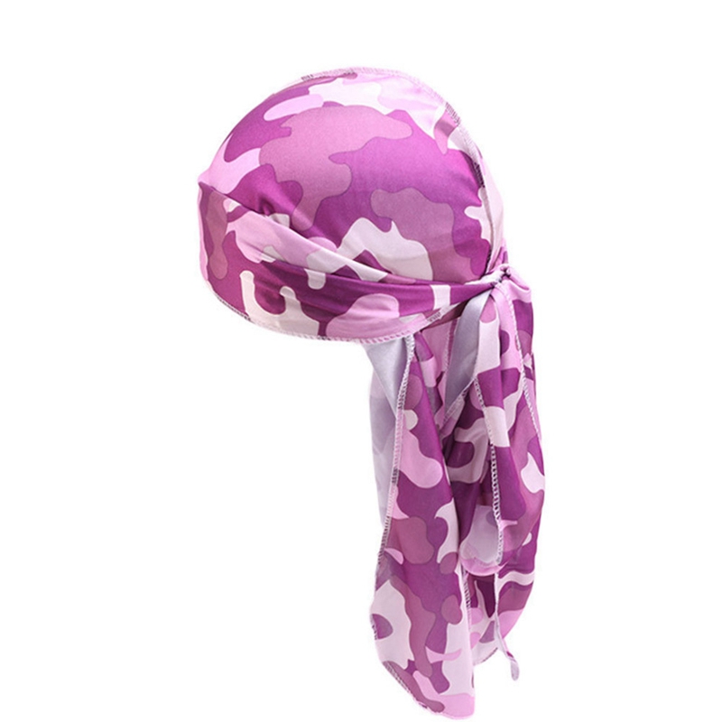 Camo Heren Zijdeachtige Durags Tulband Print Mannen Zijde Durag Hoofddeksels Bandans Hoofdband Haar Accessoires Piraat Hoed Golven Rags