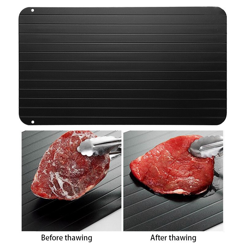 Placa de descongelación rápida portátil de aluminio, bandeja para descongelar carne fresca y saludable, utensilios para comida, herramientas de cocina, 1 unidad