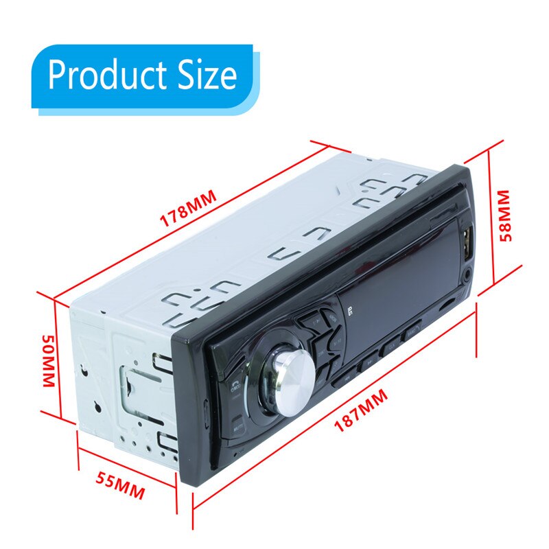 12V Bluetooth Car Stereo FM Radio MP3 Audio Player 5V Charger USB TF AUX Auto Electronics Subwoofer In-Dash 1 DIN Autoradio