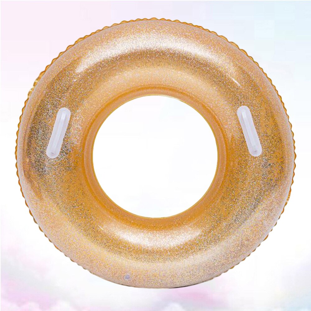 90cm Inflatable Swimming Circle Pool Float PVC Swim Rings Glitter Pool Floats Sequins Inflatable Circle with Handle (Random Colo