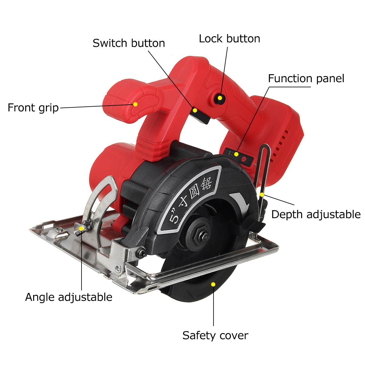 10800RPM Electric Circular Saw 0° to 45° Adjustable Power Tools Multifunction Cutting Machine For Makita 18V Battery 125mm