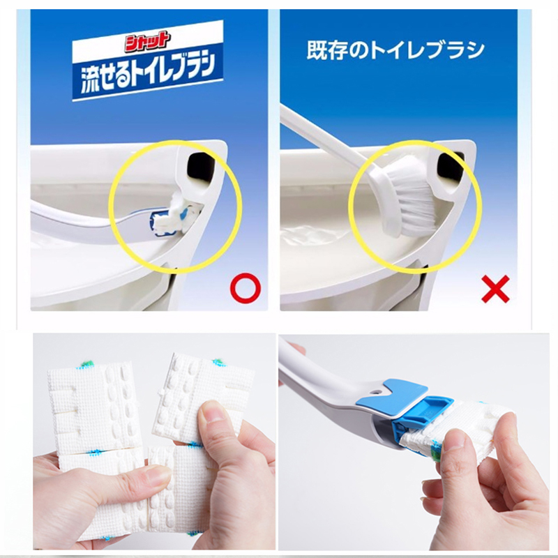 Med vaskemiddel engangs toalettbørste japansk stil ingen døde hjørner utskiftbart toalettbørstehode engangs med toalettbørste