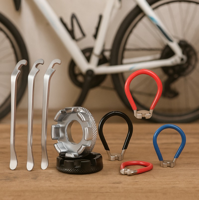 Steel Wire Wrench Spoke Tire Repair Tool Set Universal 8 Port Wheel Disassembly Chain Bike Maintenance Kit