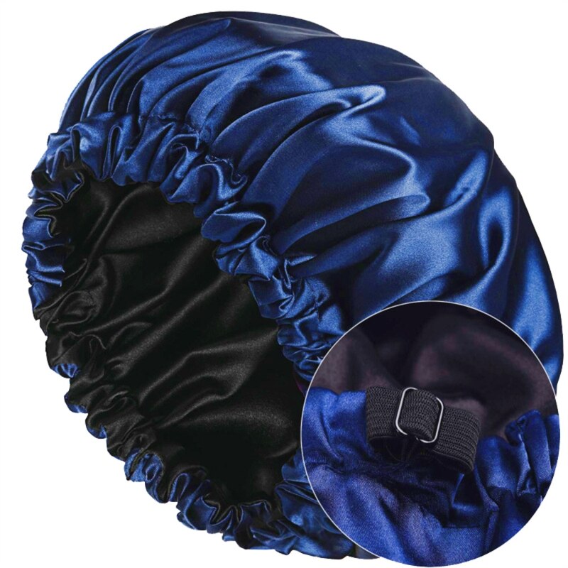 Satin Bonnet Sleep Cap Extra Large Double Layer Reversible Adjustable Night Sleeping Turban Hat Hair Wrap Head Cover: C