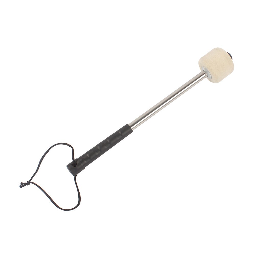 Percussion Drum Stick Beater Stainless Steel Handle Wool Felt Head for Drum-player Students Beginners