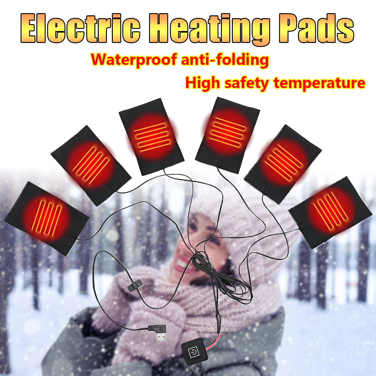 6 In 1 1 Set Usb Elektrische Verwarming Pads Voor Diy Verwarmde Kleding Outdoor Veiligheid Kleding Verwarming Jacket Vesten Mobiele warming Gear