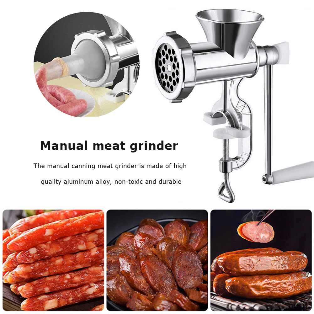 Multifunctional Aluminum Alloy Manual Meat Mincer Grinder Handheld Food Processor Chopper Sausages Filler Kitchen Cooking Tool