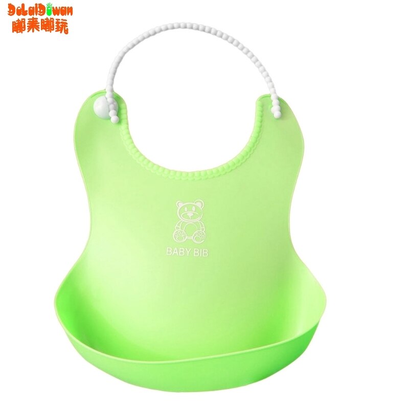 Baby Infant Toddler Waterproof Silicone Bib Infants Feeding Lunch Roll-up Apron BPA free: Green