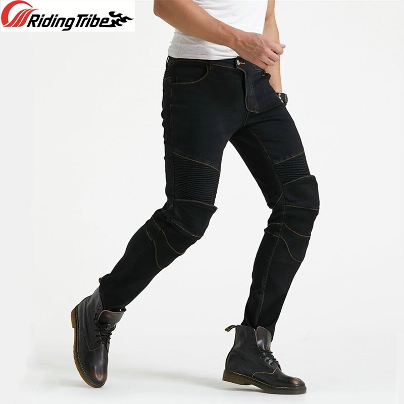 Men Motorcycle Pants Motorbike Elasticity Comfortable Riding Protective Jeans Trousers With Removable Hip Knee Protector HP-11