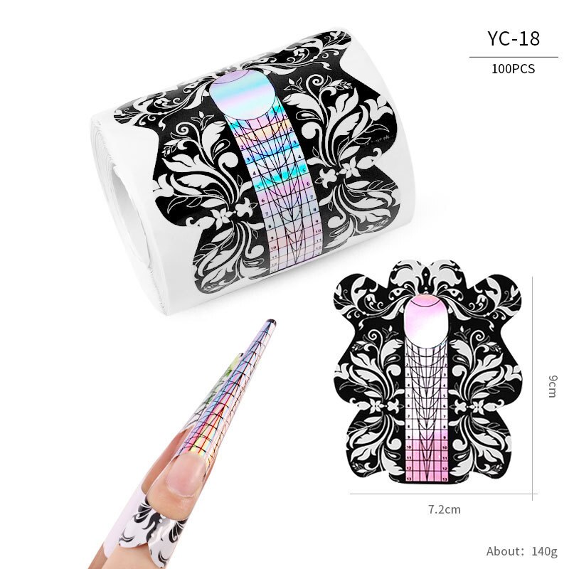 100pcs Butterfly Nail Forms Extension Tips French Acrylic Upper Forms For Nails Tips Building Extension Stencil Manicure Tools: YC-18