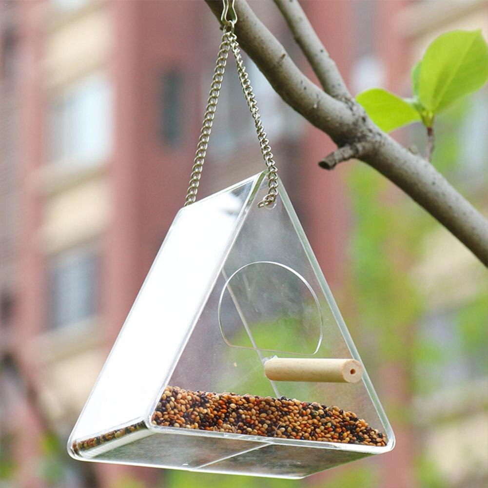 Akryl fuglefoder mad vand boks anti-spredning papegøje foder cockatiel lovebird feeder landbrugsudstyr med stativ