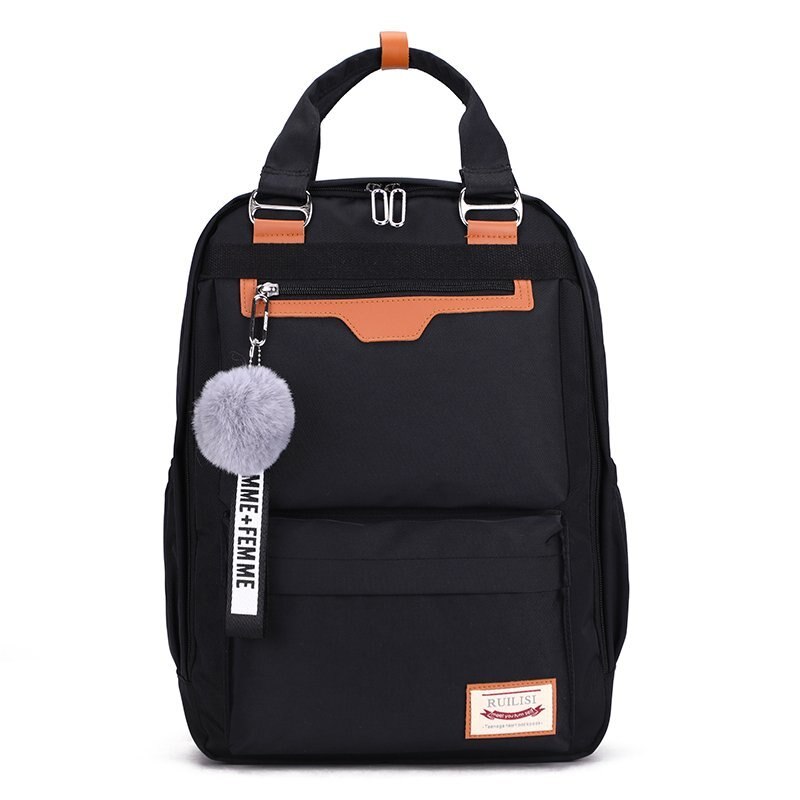 Mode Vrouwen Rugzak Nylon Waterdichte Rugzak Grote 15.6 Inch Laptop Schooltas Voor Tiener Meisje Leuke Student Bookbags: Black