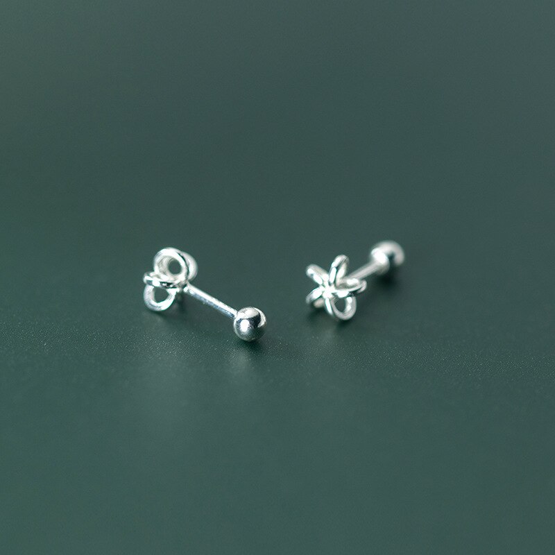 La Monada-pendientes de plata 925 con forma de flor para mujer, Piercing para La oreja, tuerca de plata 925, tuerca de tornillo, chica