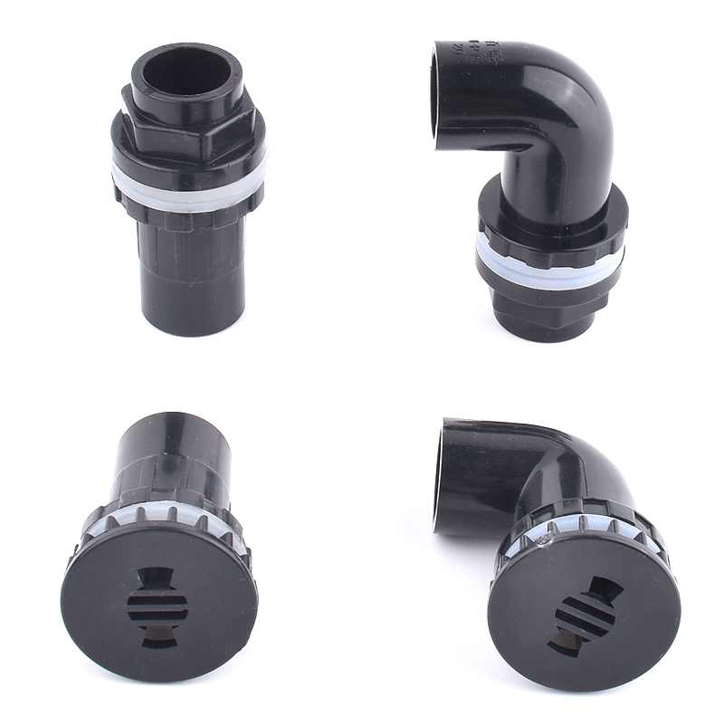Black 20-50mm Aquarium Fish Tank Drain Joint PVC Pipe Water Supply Tube Connector Household DIY Water Inlet Outlet Tank Joint