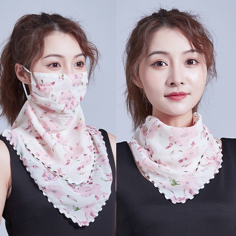 Protective face mask face mask triangle scarf neck hanging ear scarf face mask veil covering face mask bandana Hair accessories: 3