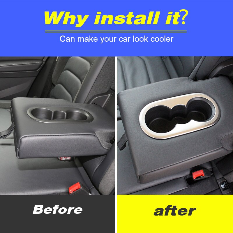 Vtear para Volkswagen VW Tiguan MK2 Interior molduras asiento trasero reposabrazos Panel para posavasos Trim accesorios de la cubierta