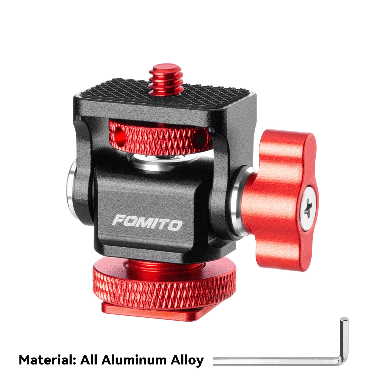 Mini soporte para Monitor, cabezal de trípode, adaptador de zapata fría de 1/4 pulgadas para montaje de Monitor de cámara, Flash, micrófono, luz de relleno LED: Negro