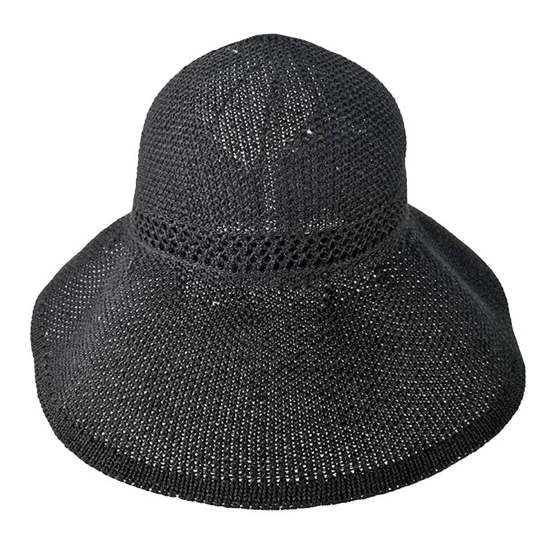 Sommer dam stråhat stor skygge solcreme uv beskyttelse strand hat dame rejse fritid hat: Sort