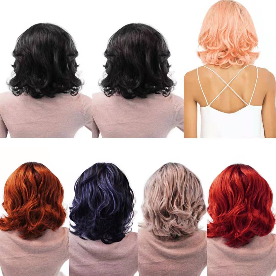 X-tress syntetisk blonde front paryk kort bob bølget paryk til kvinder mørke rødder ombre lyserød farve varmebestandig fiber hår 10 tommer