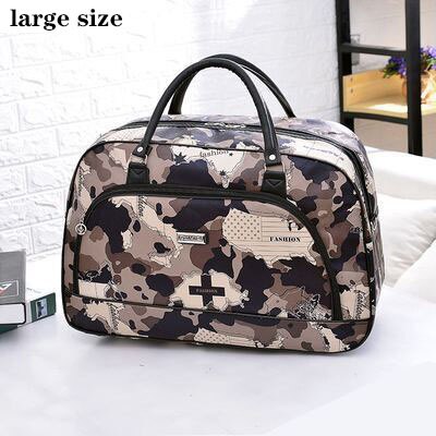 Women Travel Bags PU Leather Large Capacity Waterproof Print Luggage Duffle Bag Men Casual Travelling Weekend Bags: Camouflage map L