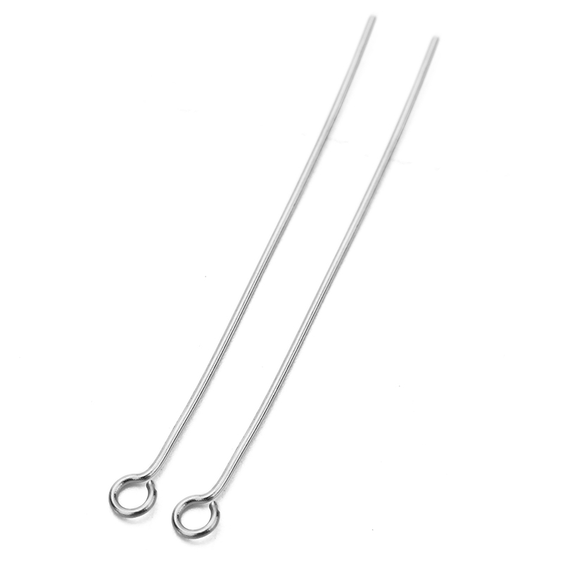 100 Uds. Agujas de cabeza plana de ojo de acero inoxidable a granel 20mm 30mm 40mm conector de alfileres de cuentas de bola de Color dorado para fabricación de joyas: M / Gris