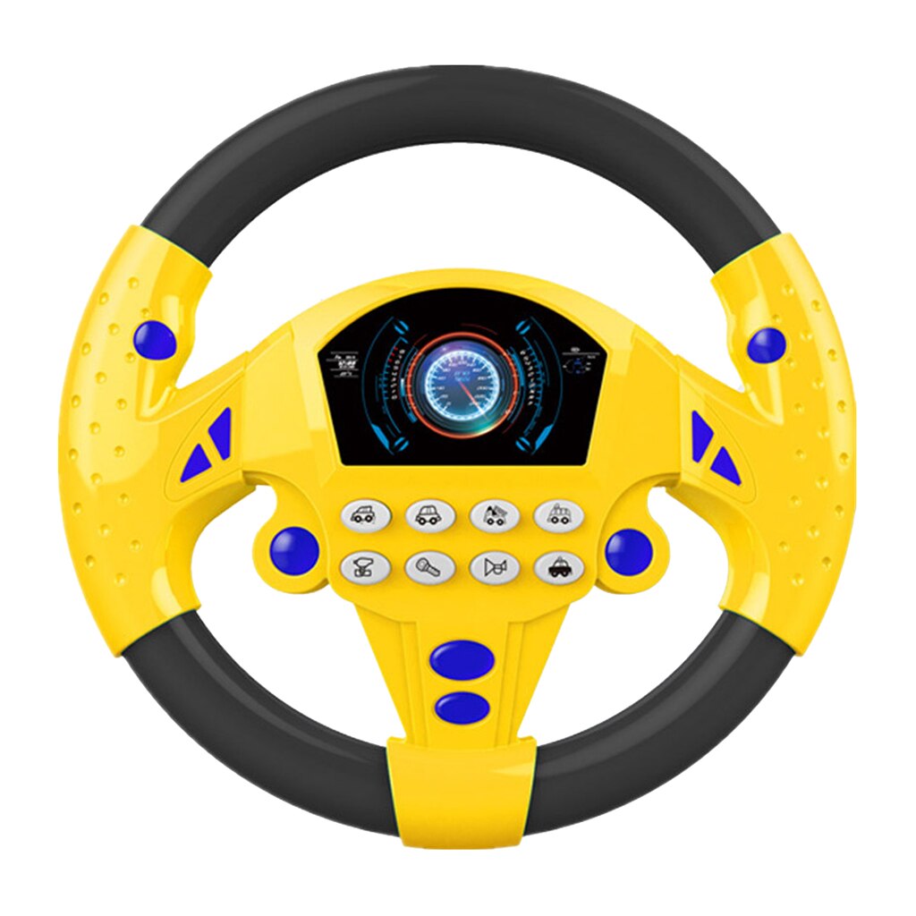 Steering Wheel Toy, Sound Light Simulated Driving Toy Pretend Driving Early Educational Toy for Toddlers Babies: Yellow