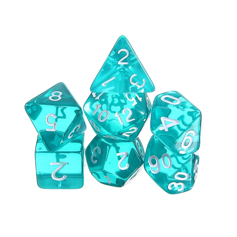 7 Stks/zak Groen Doorschijnend Polyhedral Digitale Dobbelstenen Set Voor Bar Gokken Board Game Entertainment Spelen Dobbelstenen