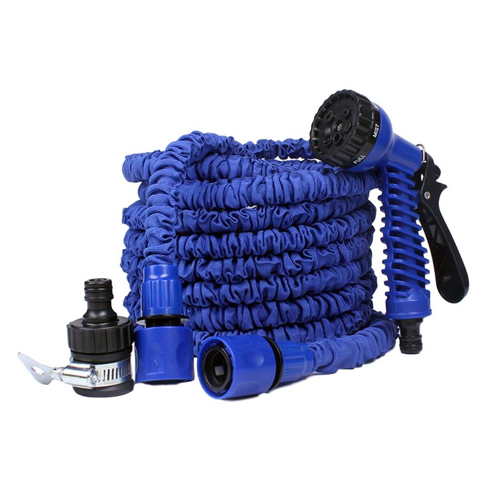 Universal Joint Garden Hose Expandable Flexible Watering Hose Garden Plastic Hoses Pipe with Spray Gun Watering Car Wash Spray: 25ft / Blue