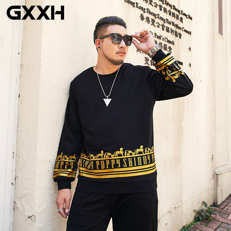 Gxxh stora huvtröjor för män tröjor märke loose fit casual man stämplande tryckta storstorlek huvtröjor sweatshirts