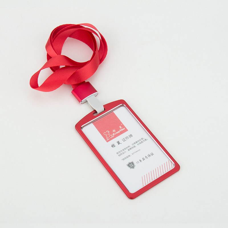 ZONGSHU Medium Luftfahrt Aluminium Legierung Schreiber Id Karte Halter Multi Bunte Aussteller Woker Identifikation Name Karte Abzeichen Abdeckung: red with rope