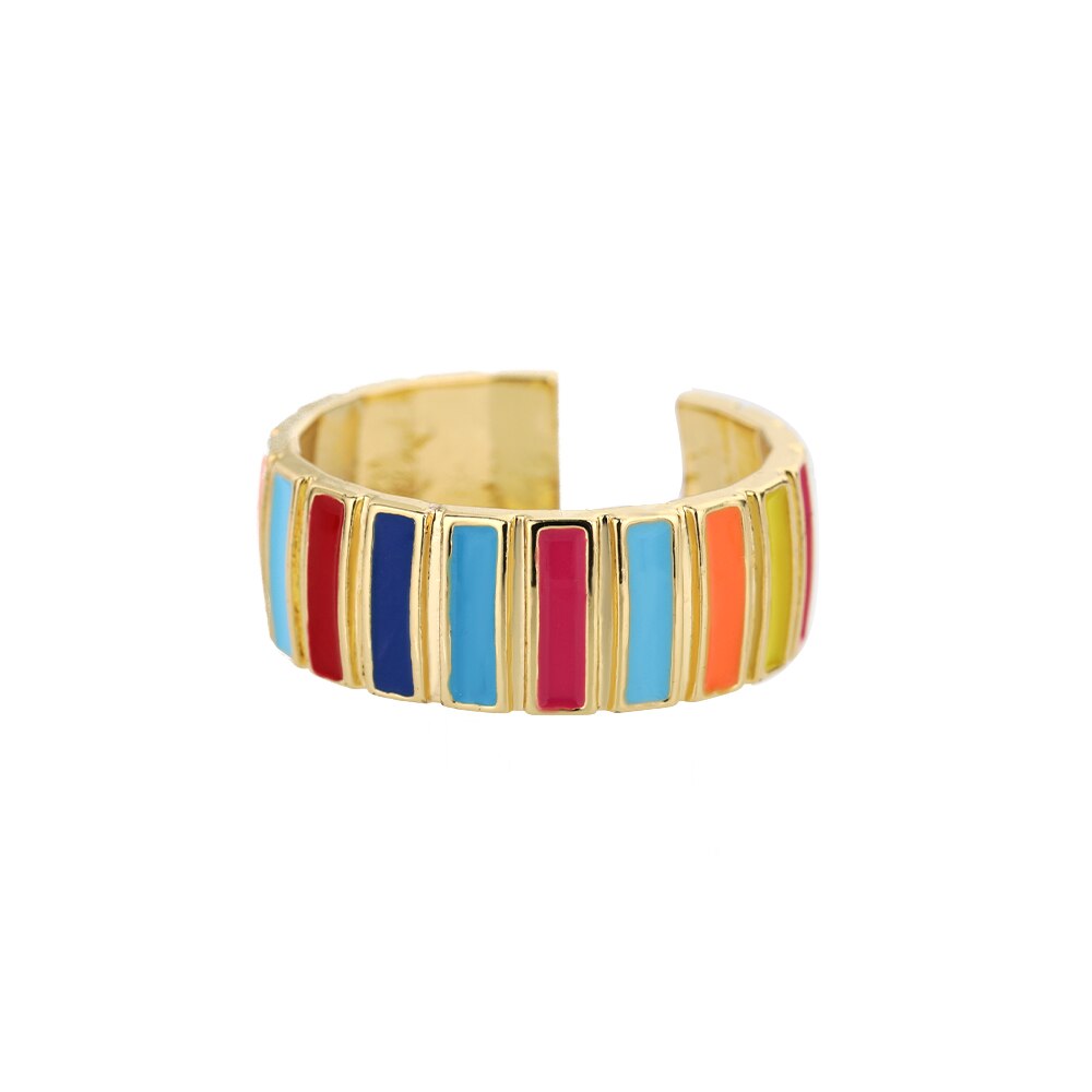 Kleurrijke Enamel Rainbow Ringen Voor Vrouwen Mannen Minnaar Paar Lgbt Ring Verstelbare Open Manchet Engagement Trouwringen Sieraden